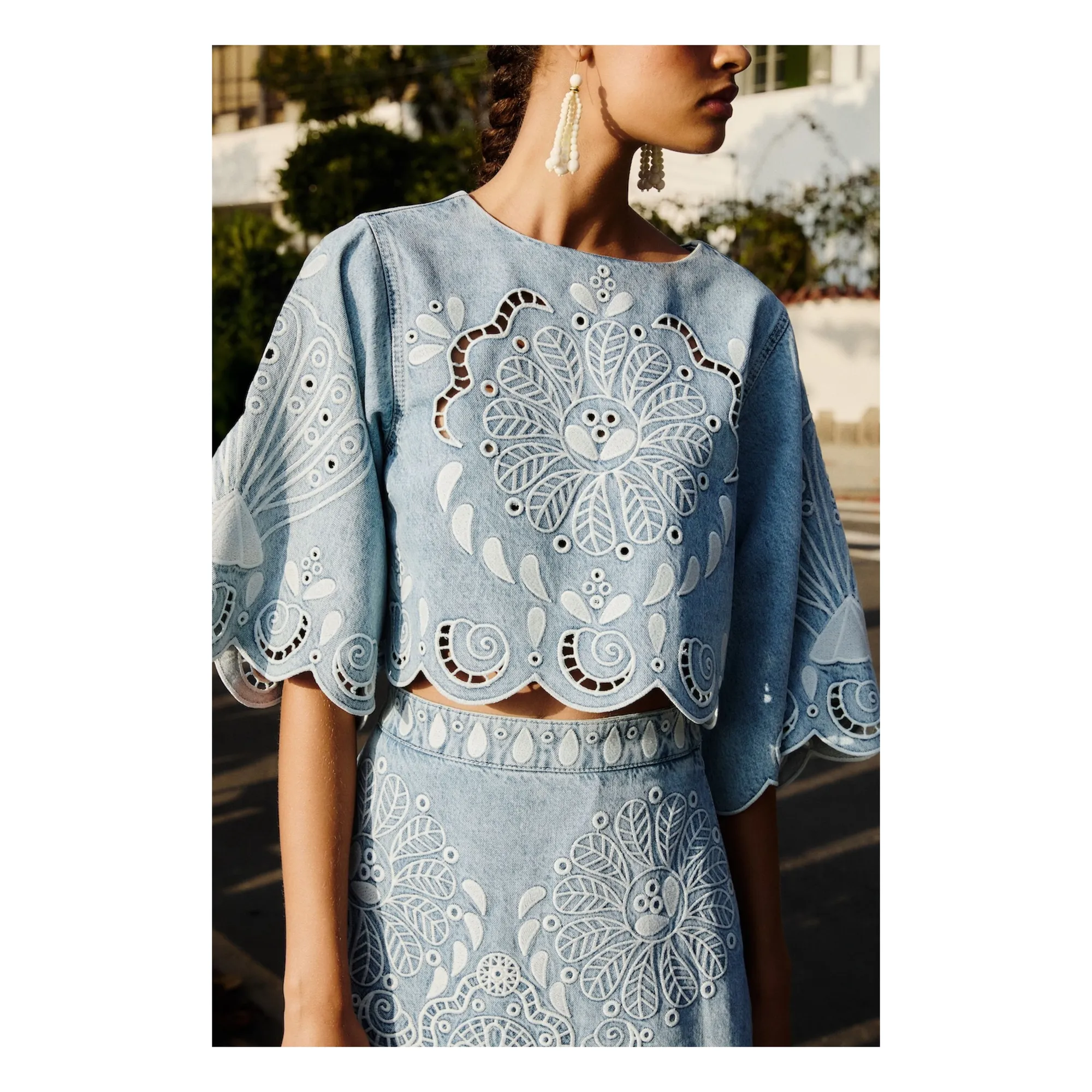 Blouse Richelieux | Bleu jean- Image produit n°0