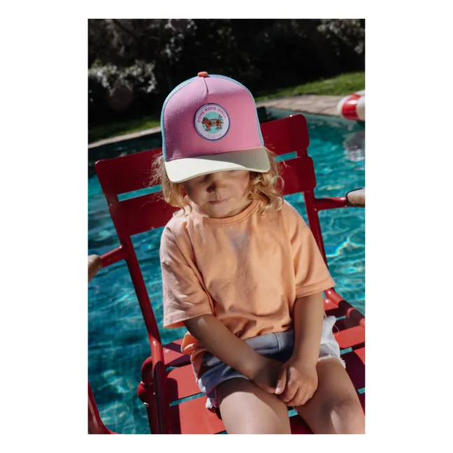 Trucker Stereo Dog Curved Visor Cap Organic Cotton | Pink