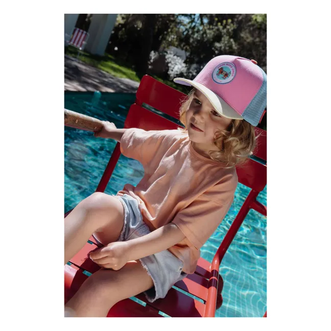 Trucker Stereo Dog Curved Visor Cap Organic Cotton | Pink