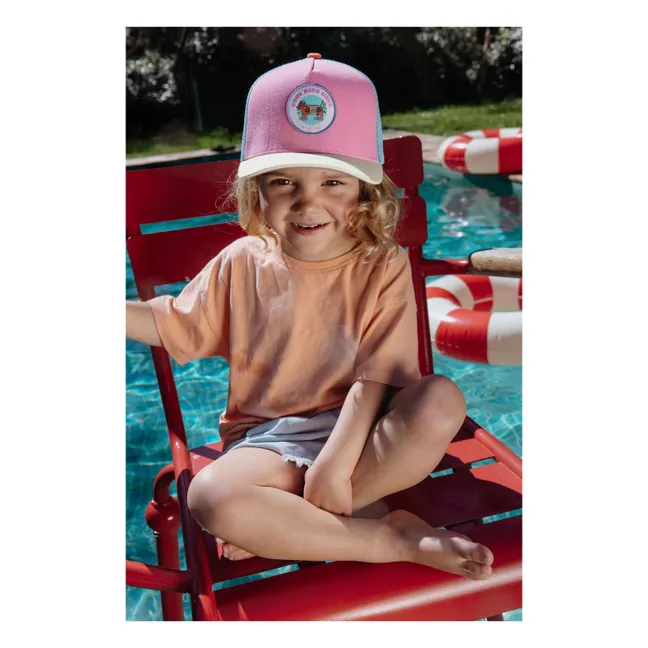 Trucker Stereo Dog Curved Visor Cap Organic Cotton | Pink