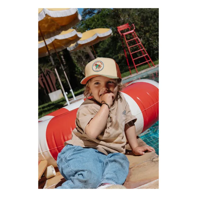 Trucker Cap mit gebogenem Schirm Rolling Pony Bio-Baumwolle | Beige