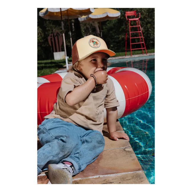 Trucker Cap mit gebogenem Schirm Rolling Pony Bio-Baumwolle | Beige