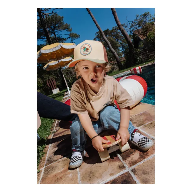 Trucker Cap mit gebogenem Schirm Rolling Pony Bio-Baumwolle | Beige