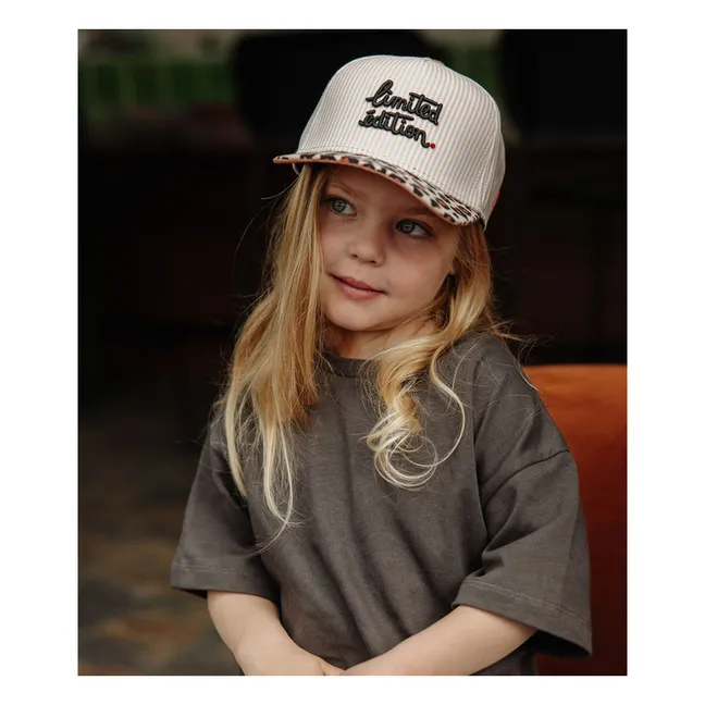 Organic Cotton Leopard Curved Visor Cap | Cream