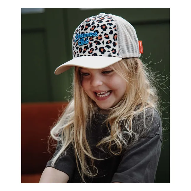 Gorra Trucker Leopardo Visera Curvada Fibras Recicladas | Crema