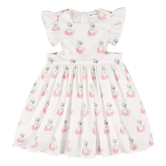 Vestido de volantes Xipil Cats | Blanco