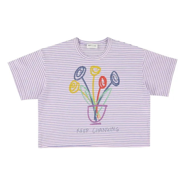 T-shirt Warsaw Fleurs Rayé | 	Lilas
