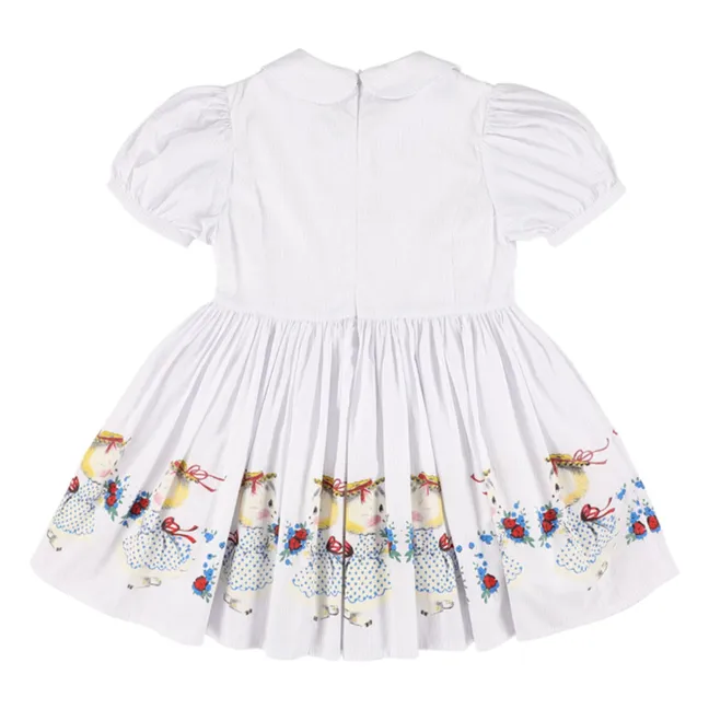 Xuli Chats Vestido de rayas con cuello Claudine | Blanco