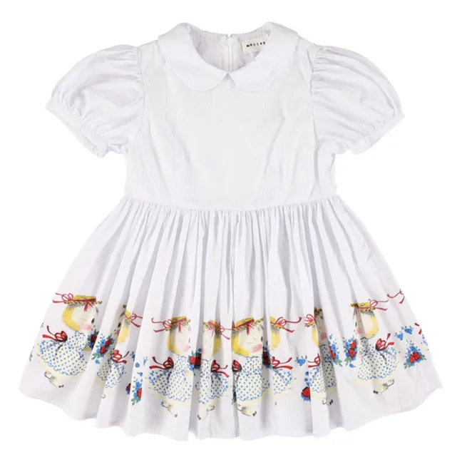 Xuli Chats Vestido de rayas con cuello Claudine | Blanco