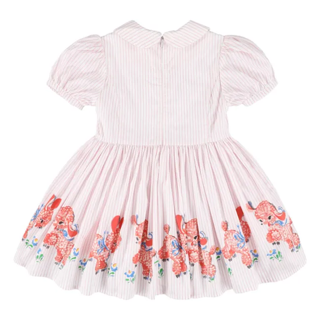 Vestido de rayas Xuli con cuello Peter Pan | Rosa Pálido
