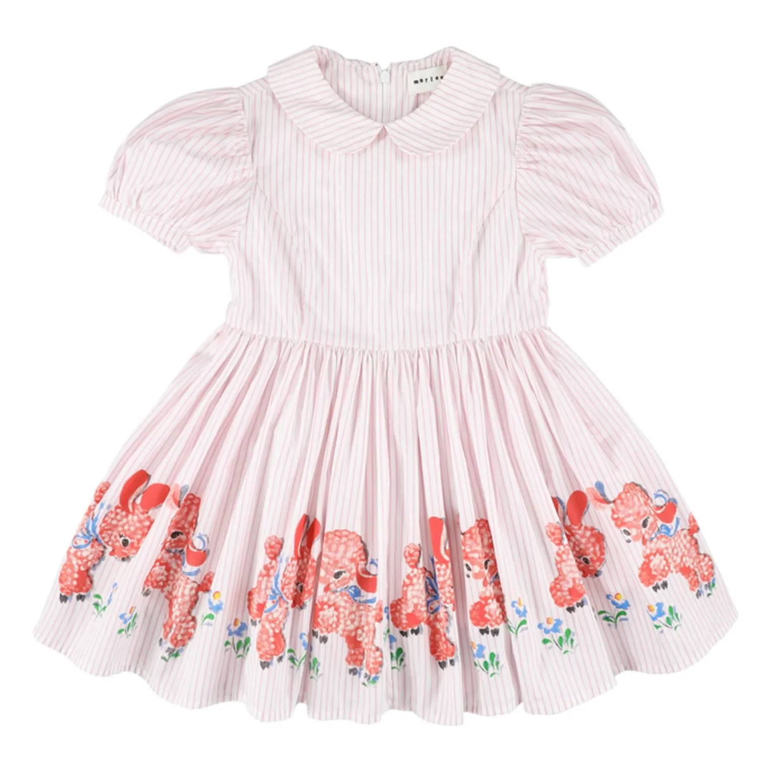 Robe Col Claudine Xuli Rayée | Rose pâle- Image produit n°0