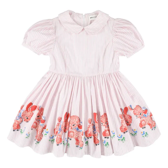 Vestido de rayas Xuli con cuello Peter Pan | Rosa Pálido