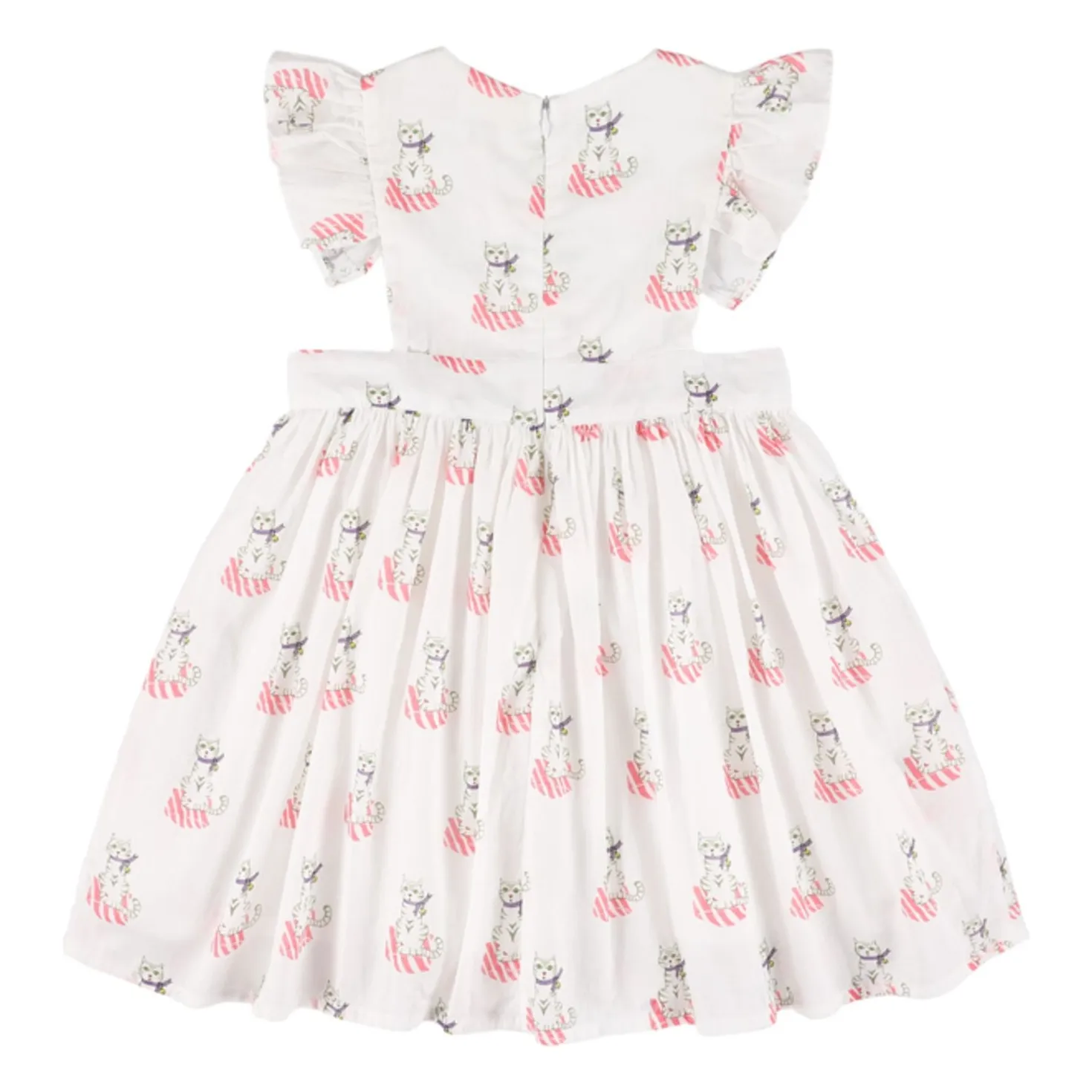 Vestido de volantes Xipil Cats | Blanco- Imagen del producto n°1