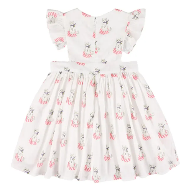Vestido de volantes Xipil Cats | Blanco