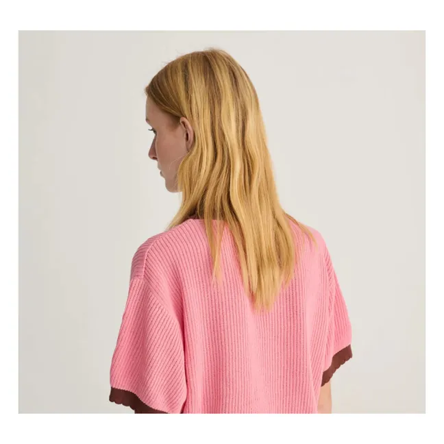 Organic cotton openwork sweater | Pink