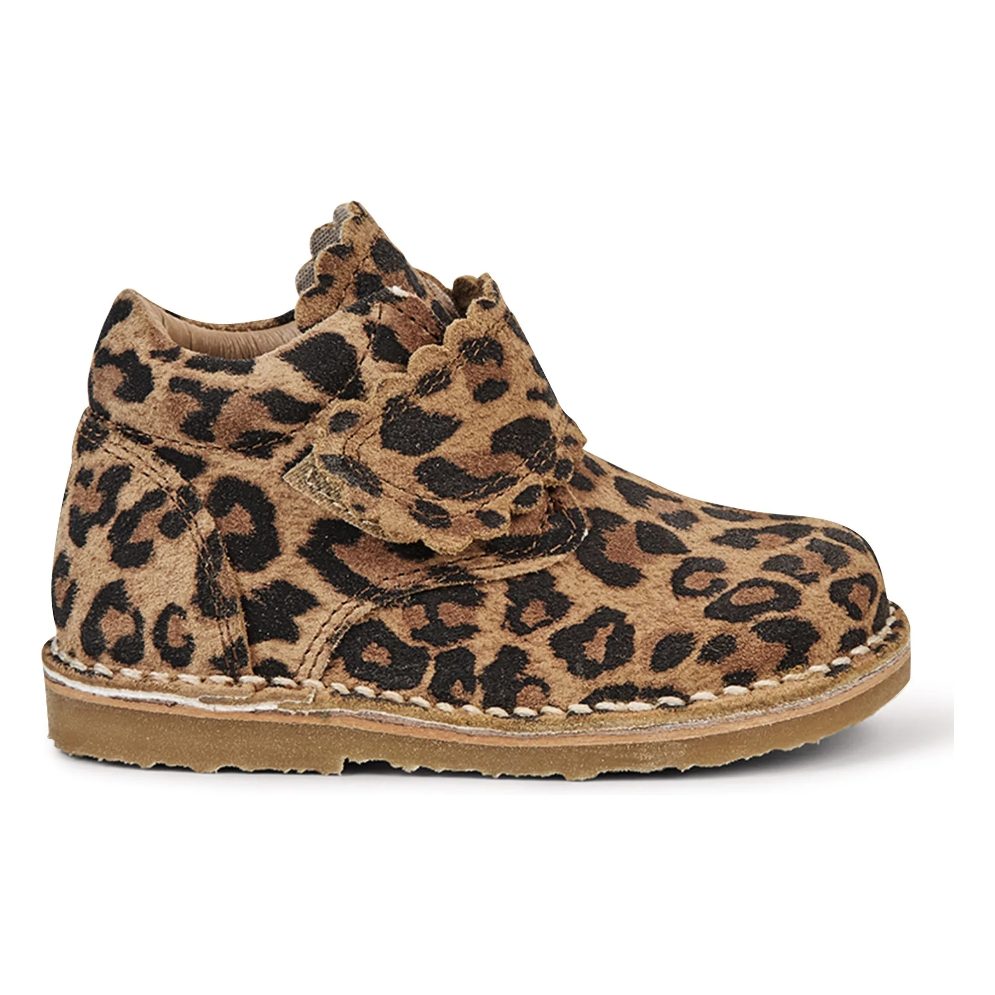 Petit Nord Brown Scratch Boots Scallop Leopard