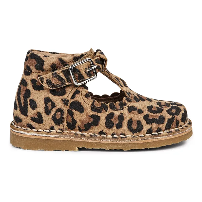 Braguita de leopardo T-Bar Scallop | Marrón