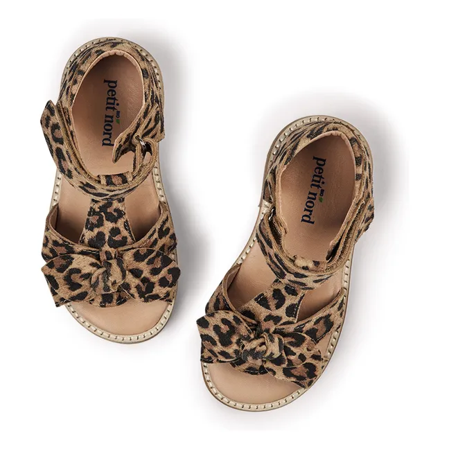Sandalias con lazo de leopardo | Marrón