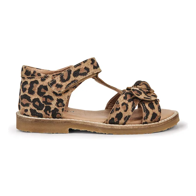 Sandalias con lazo de leopardo | Marrón