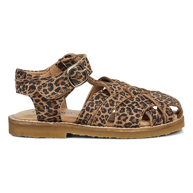 Diamond Leopard Scratch Sandals | Brown