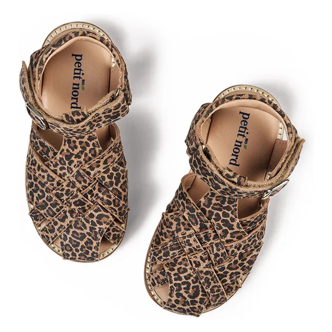 Diamond Leopard Scratch Sandals | Brown