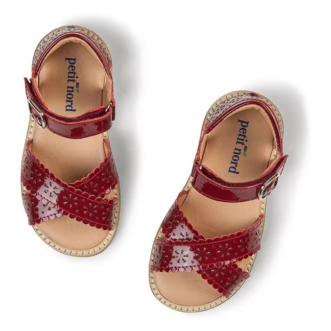 Scallop Flower sandals | Cherry red