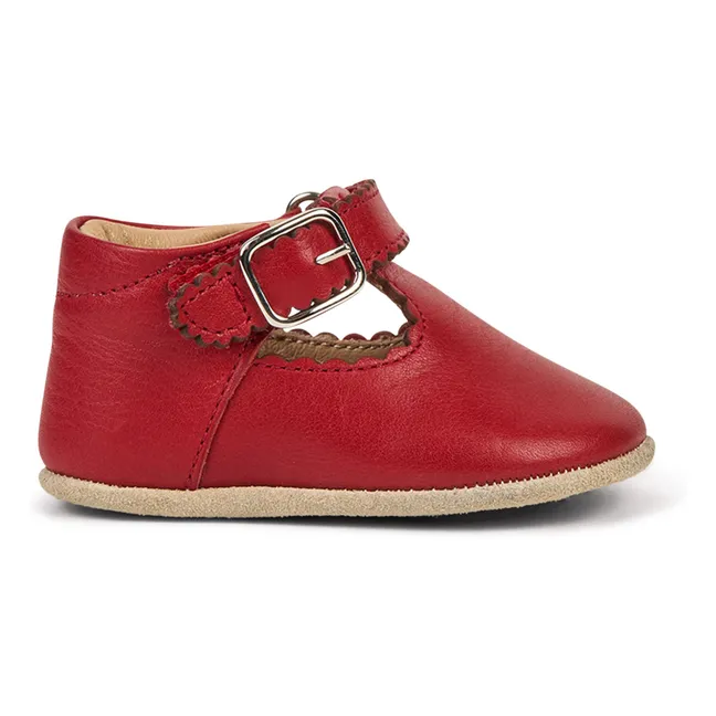 Chaussons Babies T-Bar Scallop | Rouge