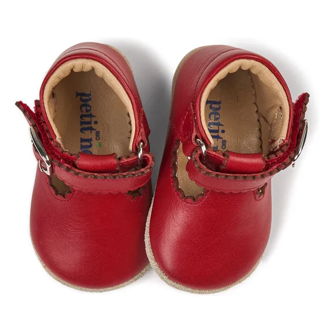 T-Bar Scallop Slippers | Red