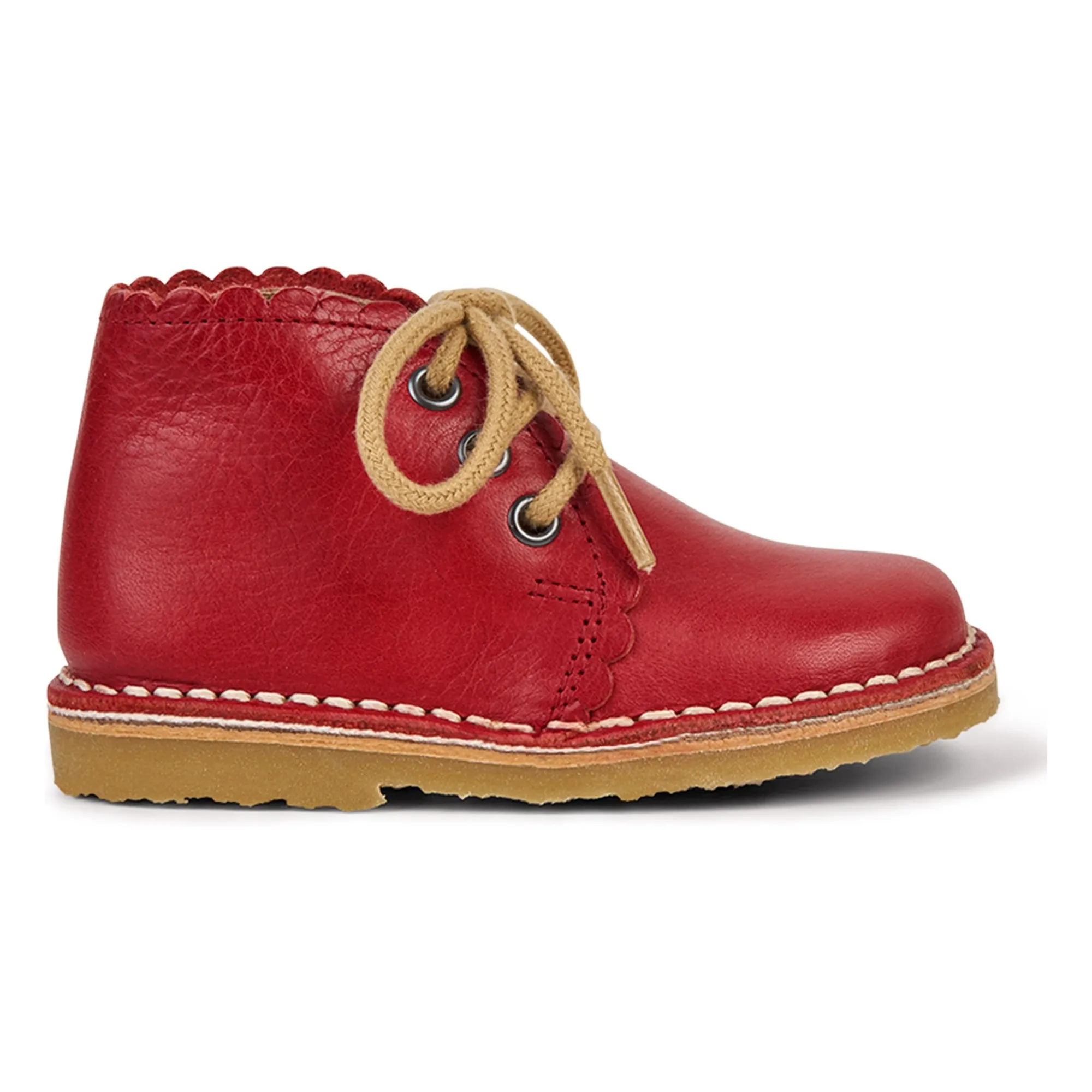 Petit Nord Red Scallop Lace Boots
