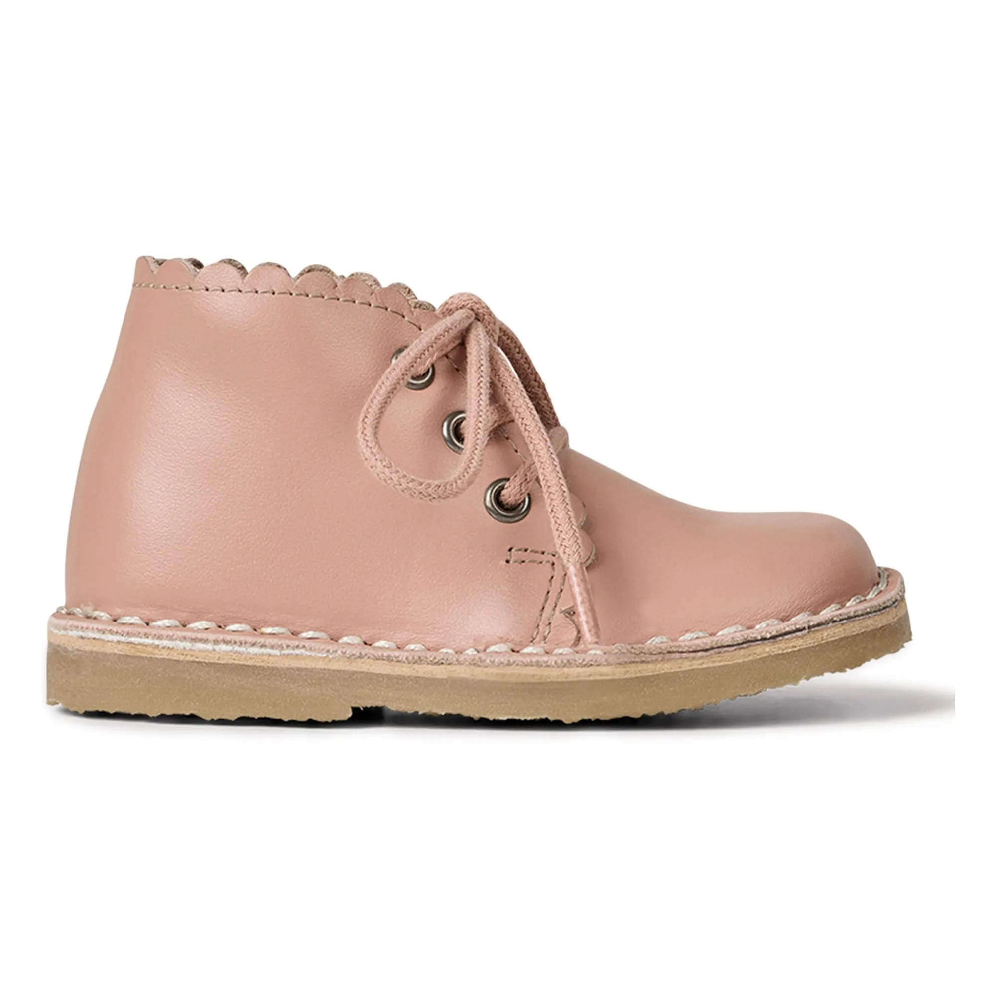 Petit Nord Pale Pink Scallop Lace Boots