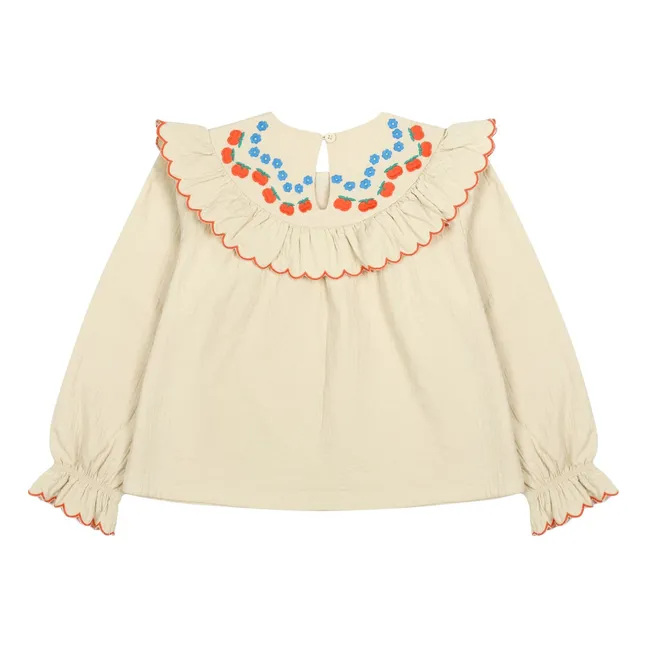 Camicetta con volant alla mela | Beige