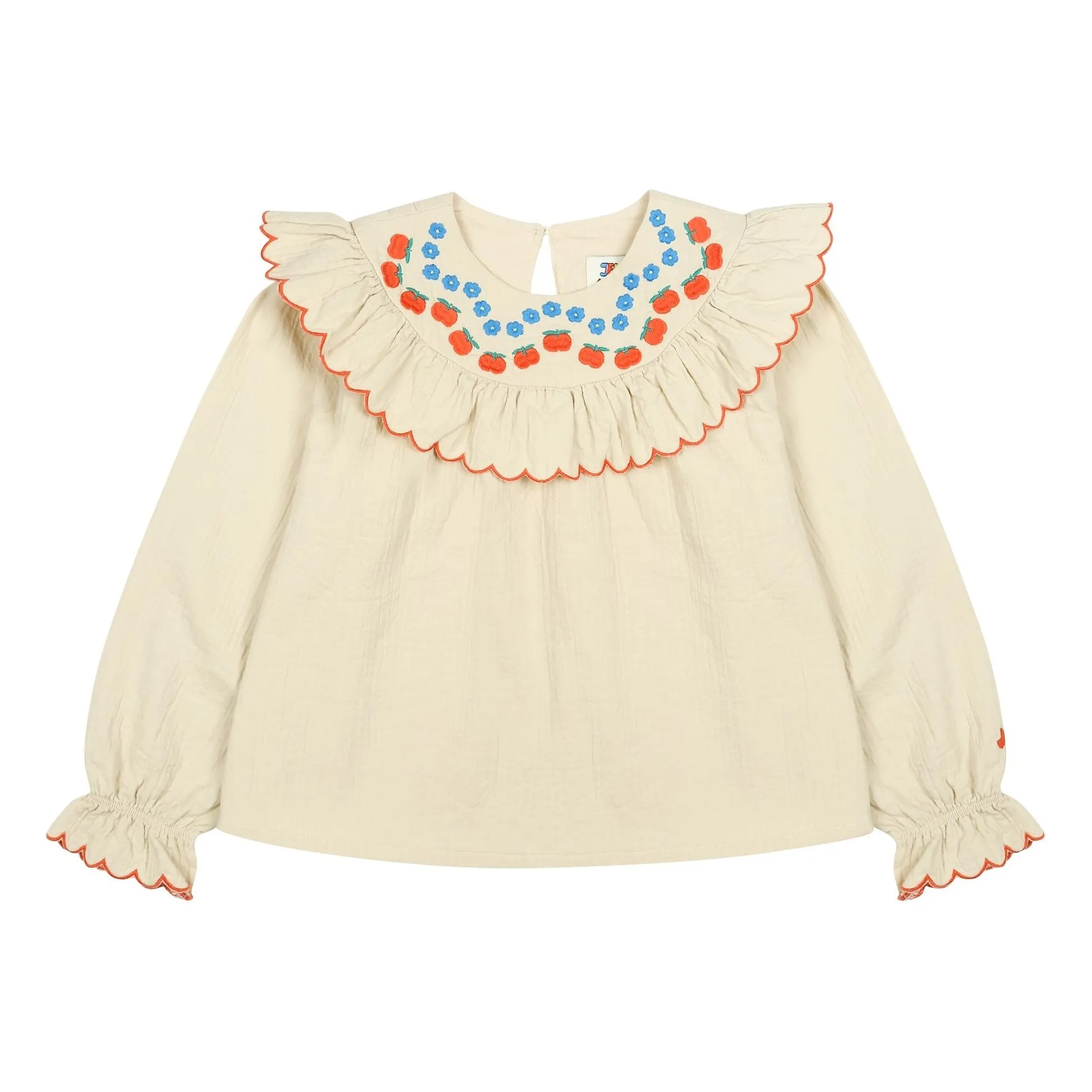 Jelly Mallow Beige Apple Ruffle Blouse