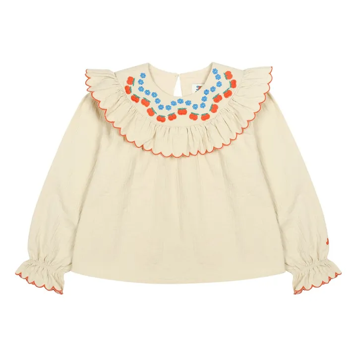 Blusa con volante manzana | Beige- Imagen del producto n°0