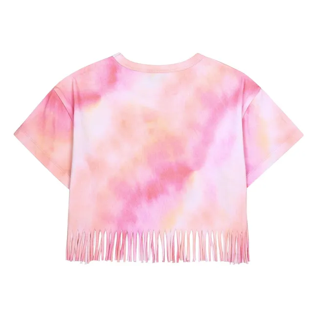 Fringed Tie and Dye T-shirt | Pink