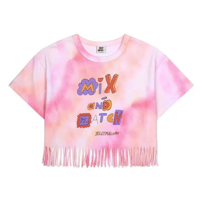 Fringed Tie and Dye T-shirt | Pink