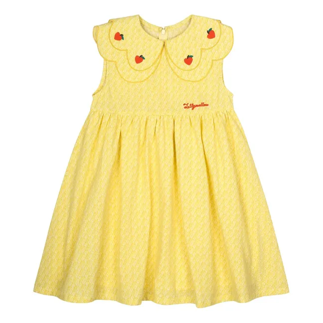 Frill-neck dress | Yellow
