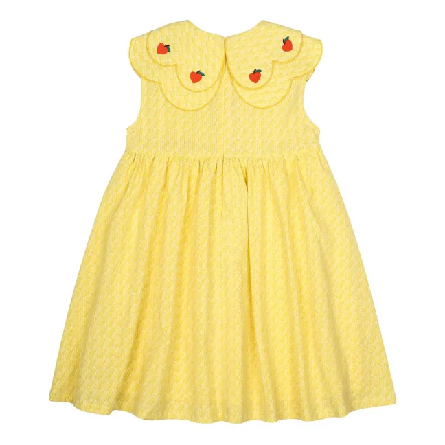 Frill-neck dress | Yellow