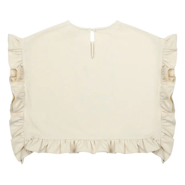 Cherry Eyes Ruffle T-shirt | Ivory