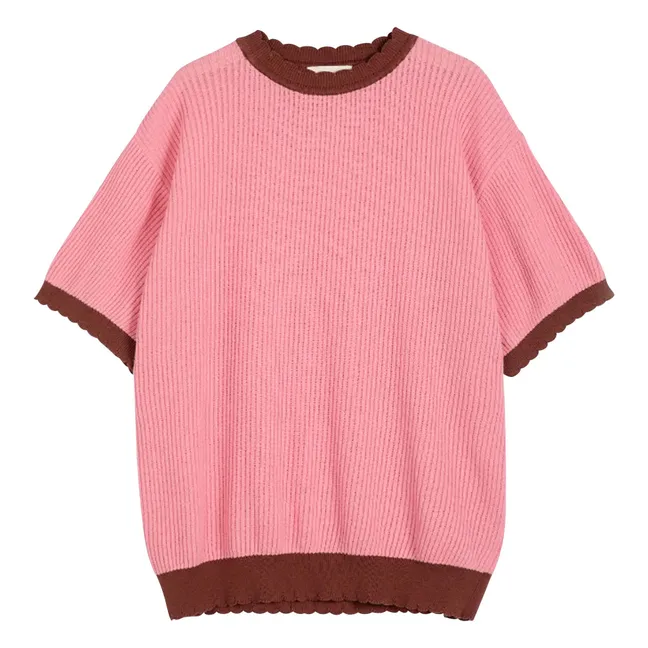 Organic cotton openwork sweater | Pink
