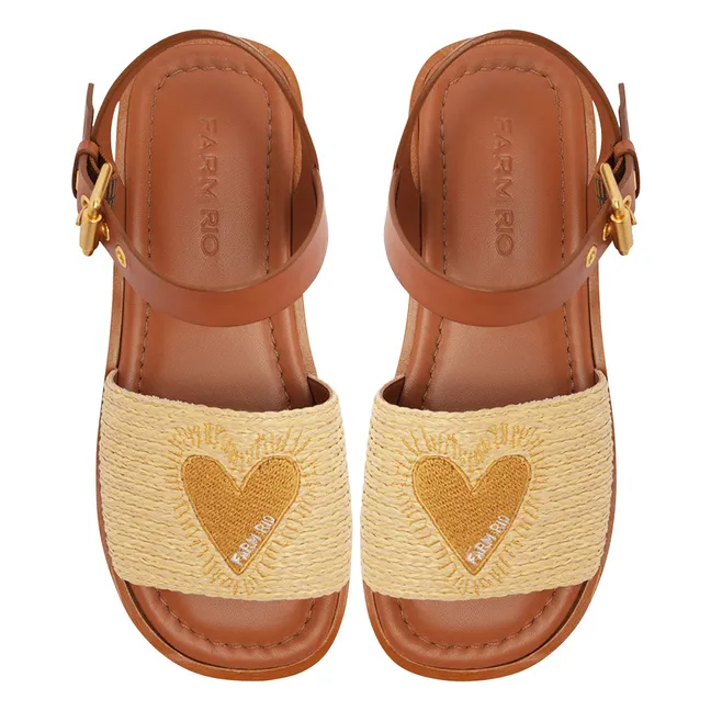 Sandales Raphia Coeur | Sable