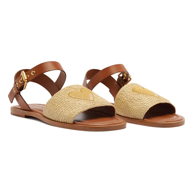 Sandales Raphia Coeur | Sable
