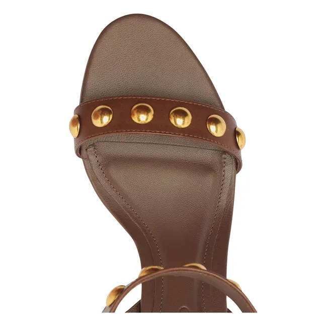 Leather Block Sandals | Brown