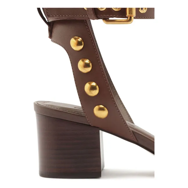 Leather Block Sandals | Brown