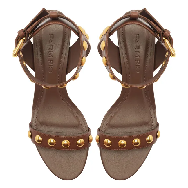 Leather Block Sandals | Brown
