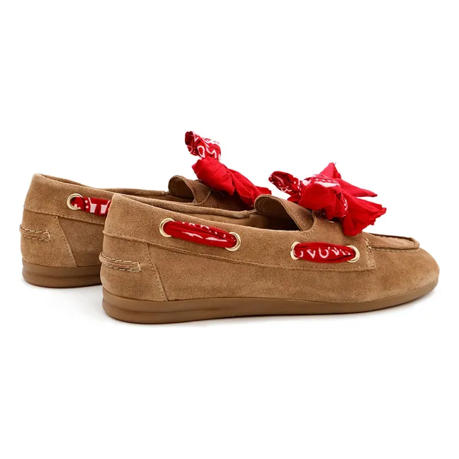 Zapatos náuticos de ante con bandana nahua | Topo