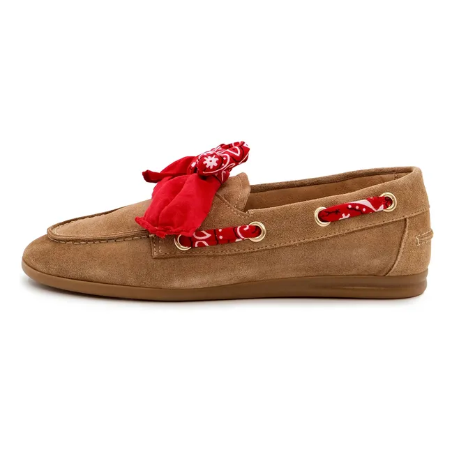 Zapatos náuticos de ante con bandana nahua | Topo