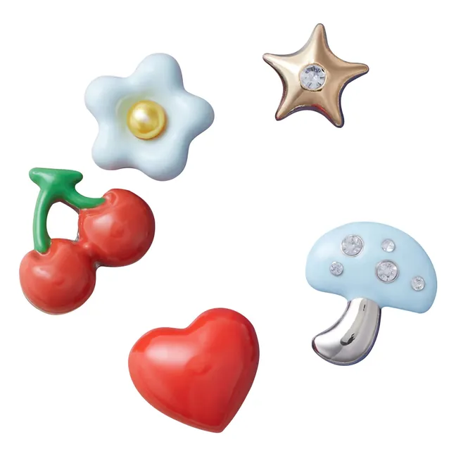 Set de 5 Jibbitz metálicos | Rojo