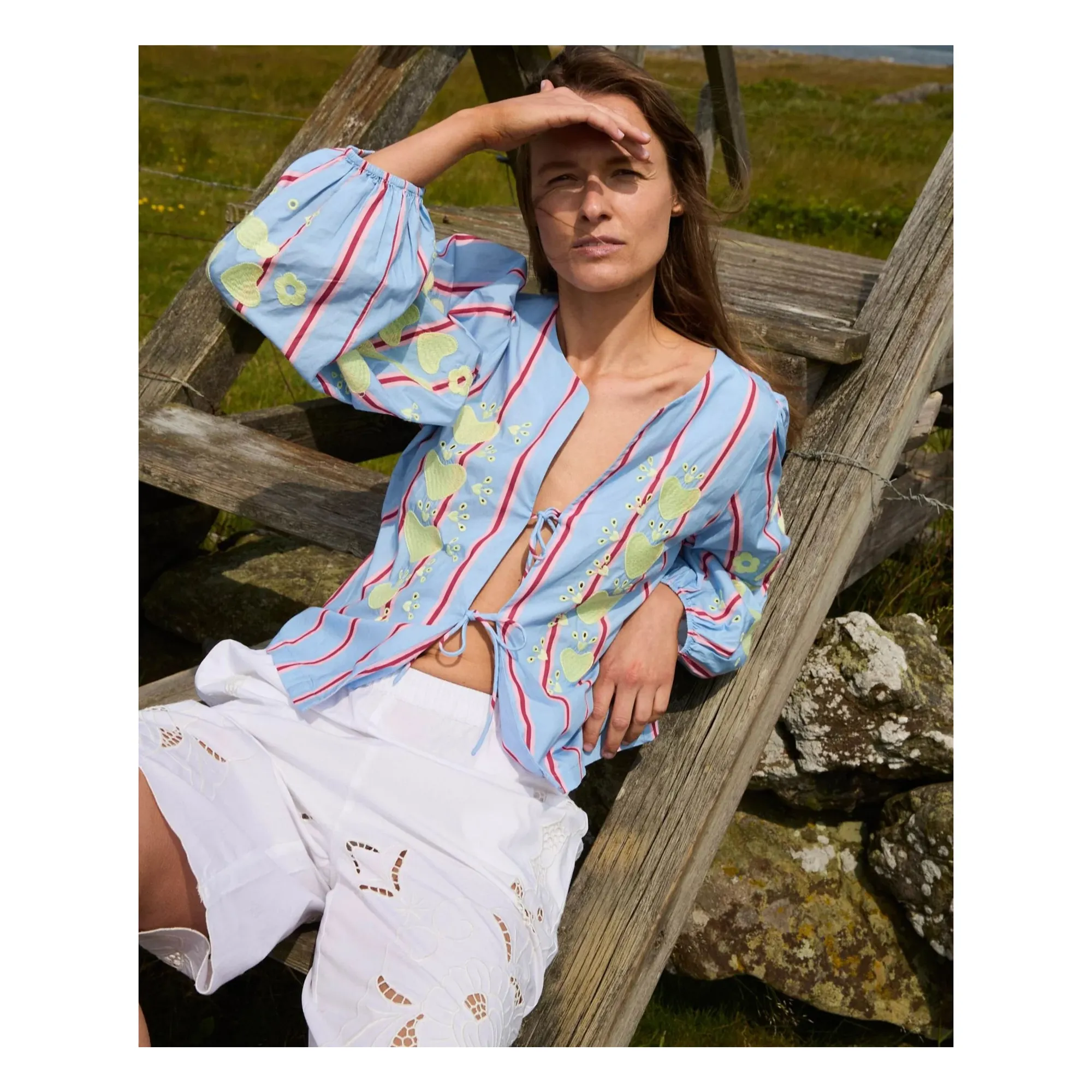 Blouse Elisabeth Coton Bio | Bleu- Image produit n°1