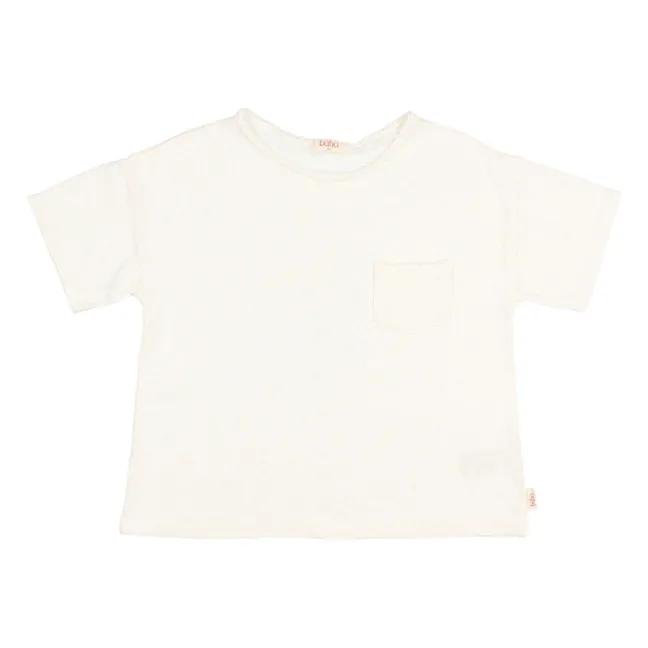 Camiseta con bolsillo de lino  | Blanco