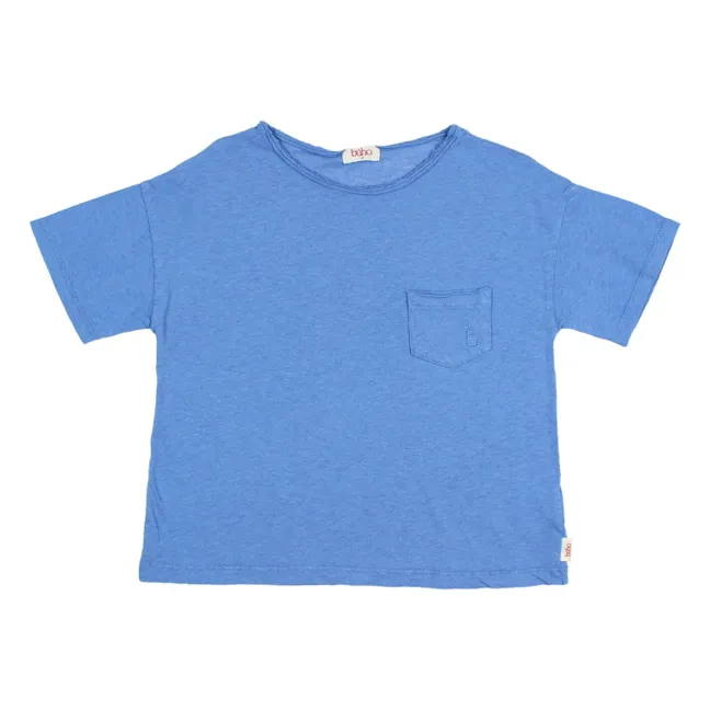 Camiseta con bolsillo de lino  | Azul índigo